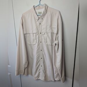 L.L BEAN Vintage Men Button Down Shirt Size XXL Cream Color